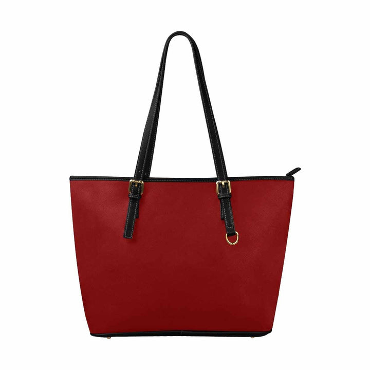 Large Leather Tote Shoulder Bag - Maroon Red - Bags | Leather Tote Bags