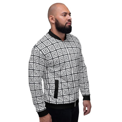 Bomber Jacket For Men Black And White Argyle Squares Pattern - Mens | Jackets