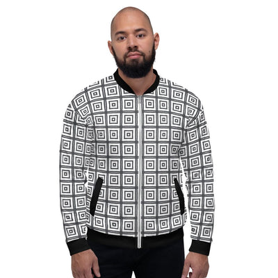 Bomber Jacket For Men Black And White Argyle Squares Pattern - Mens | Jackets