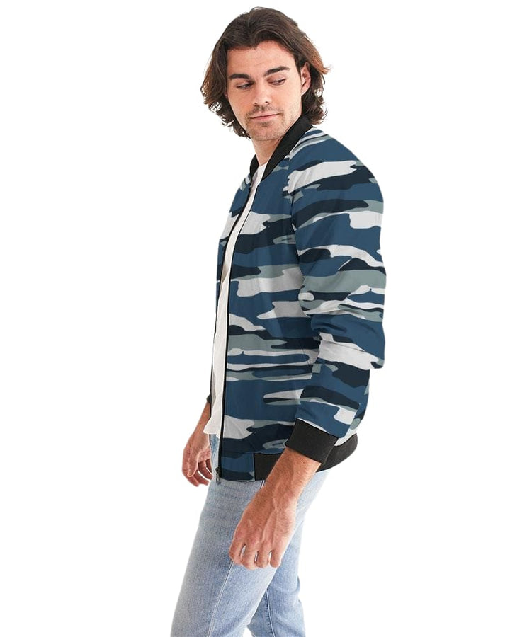 Bomber Jacket for Men Camo Blue and Grey Pattern - Mens | Jackets | Bombers