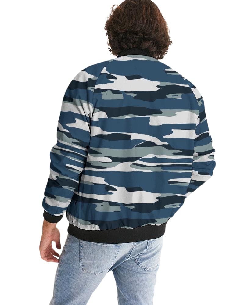 Bomber Jacket for Men Camo Blue and Grey Pattern - Mens | Jackets | Bombers