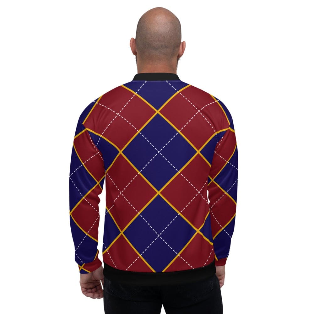 Bomber Jacket for Men Red and Blue Argyle Pattern - Mens | Jackets | Bombers