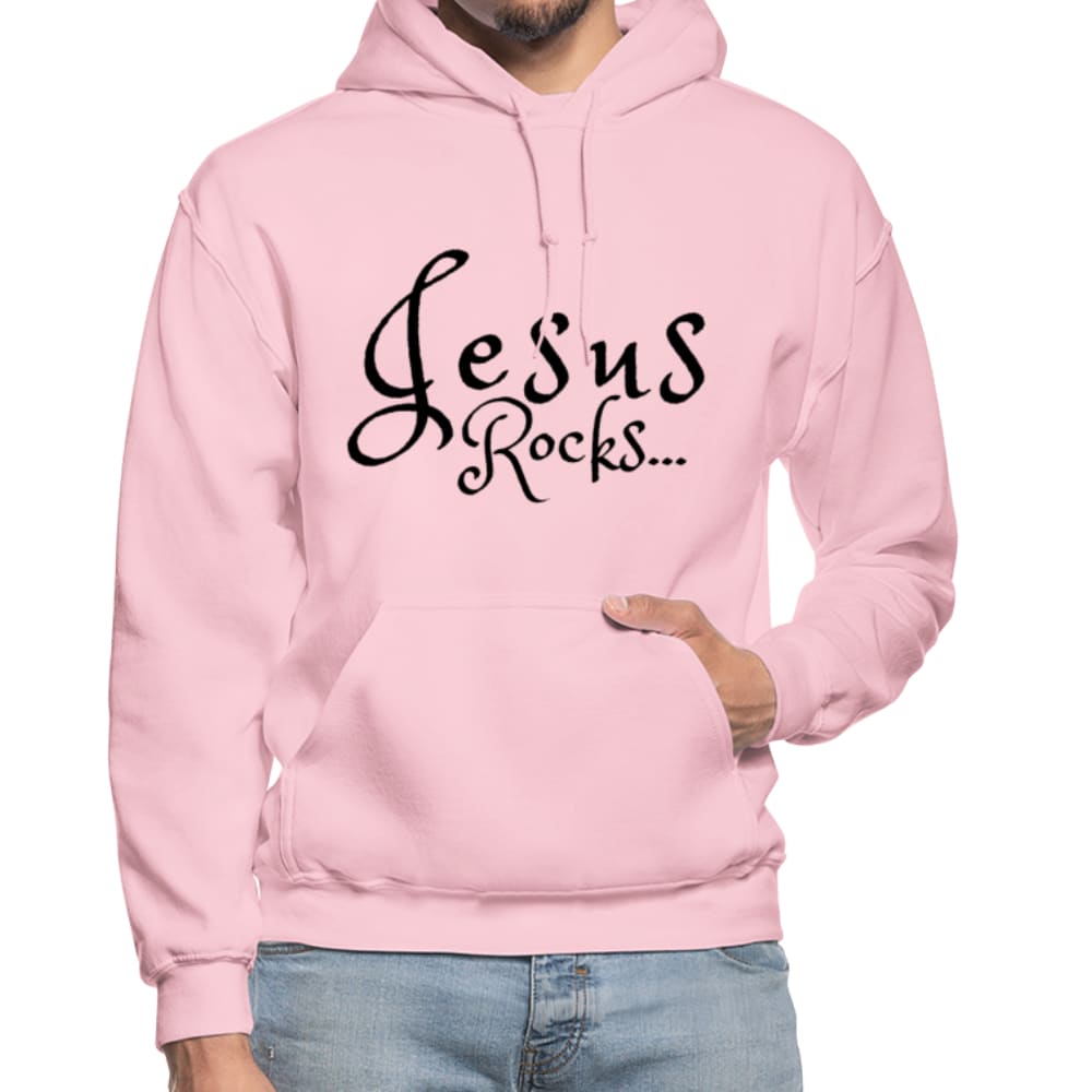 Mens Hoodie - Pullover Hooded Sweatshirt -black Graphic/jesus Rocks - Mens