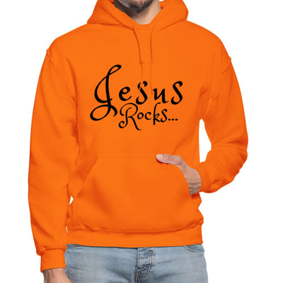 Mens Hoodie - Pullover Hooded Sweatshirt -black Graphic/jesus Rocks - Mens