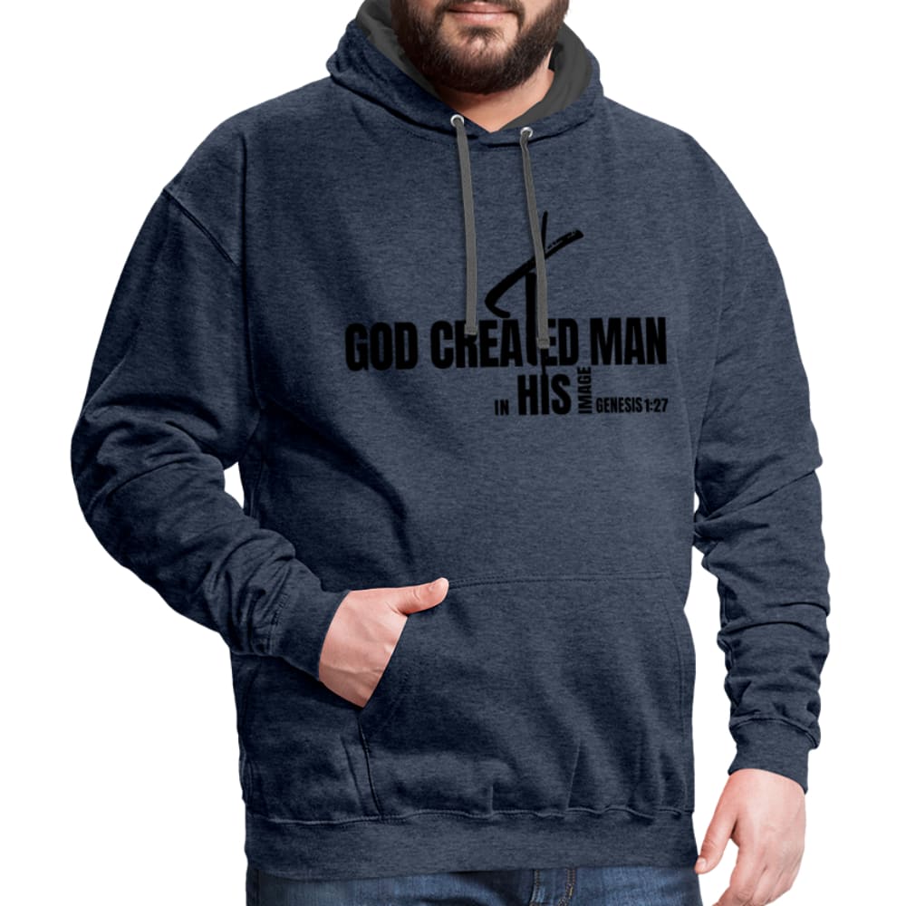 Mens Hoodie - Pullover Hooded Sweatshirt - Graphic/god Created Man - Mens