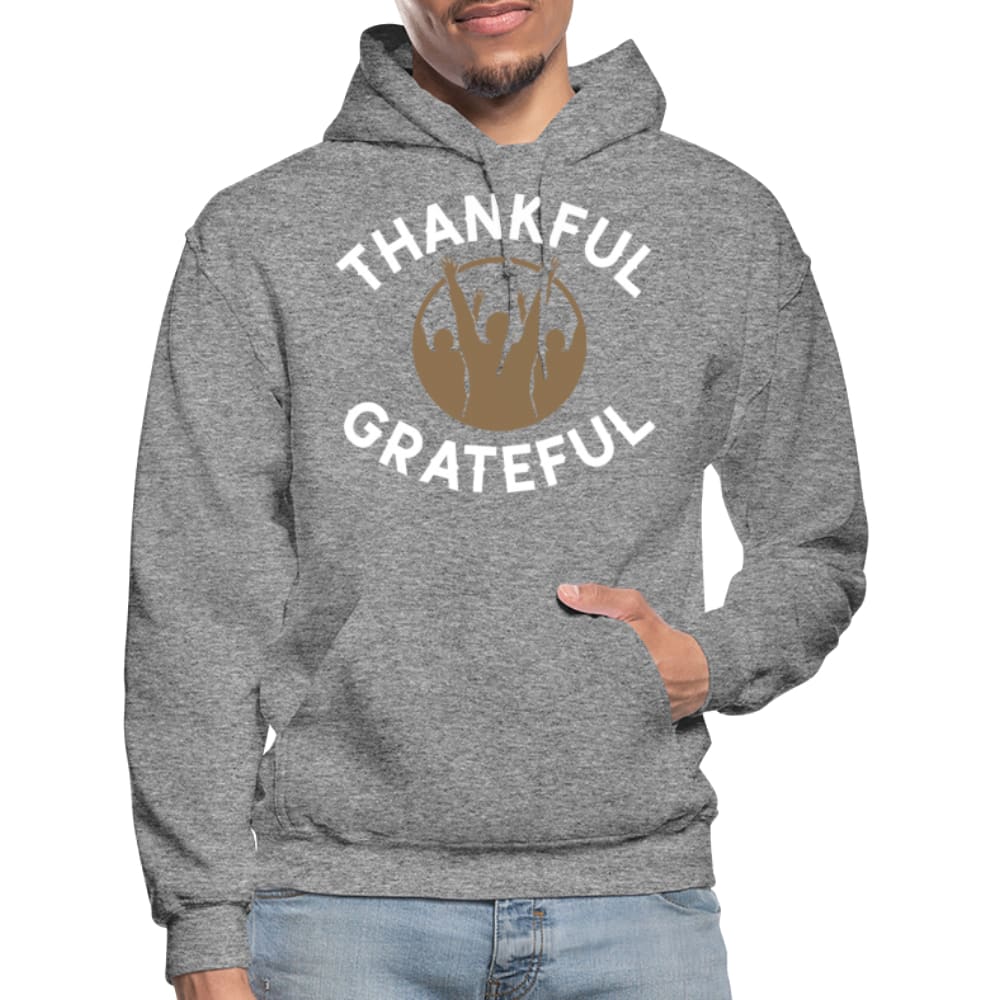 Mens Hoodie - Pullover Hooded Sweatshirt -graphic/thankful Grateful - Mens