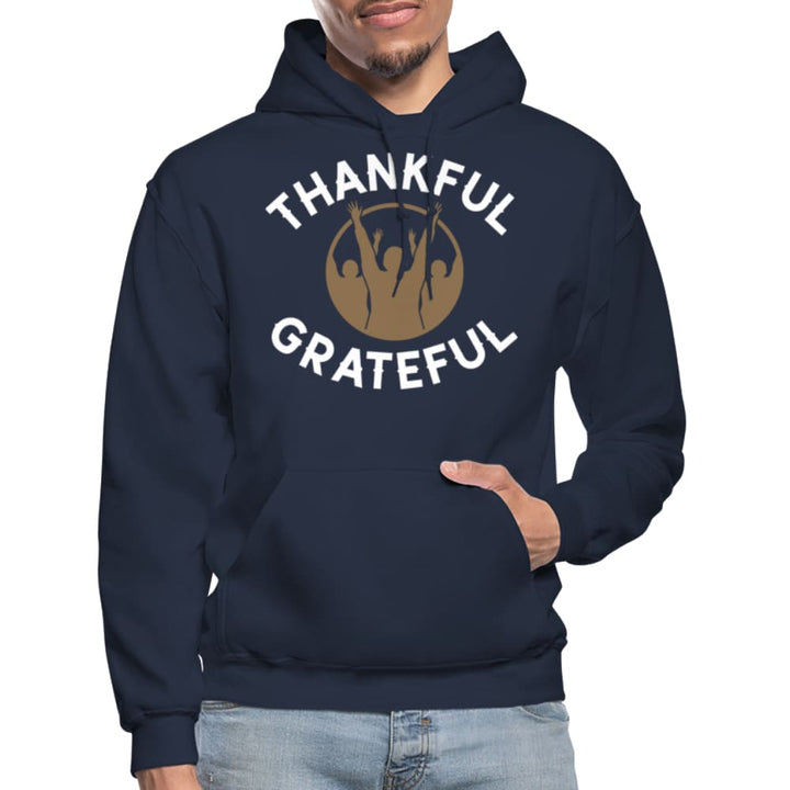 Mens Hoodie - Pullover Hooded Sweatshirt -graphic/thankful Grateful - Mens