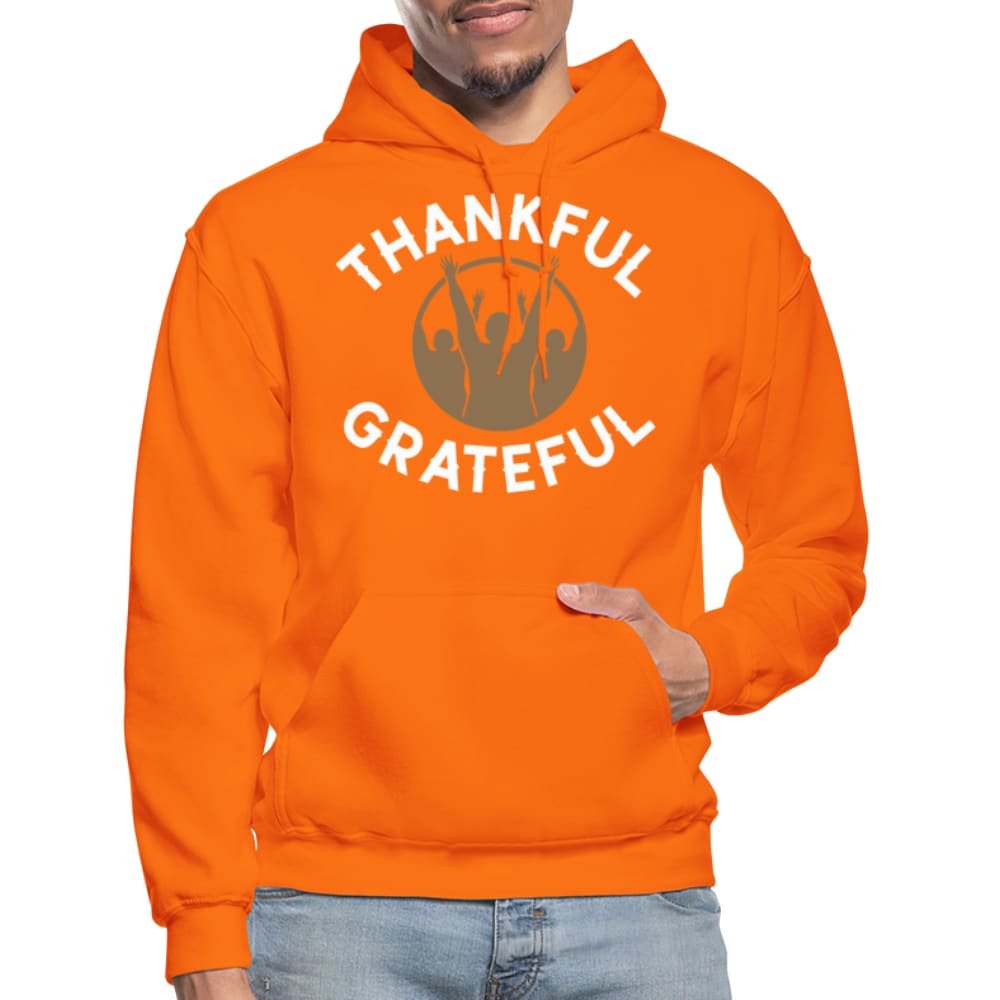 Mens Hoodie - Pullover Hooded Sweatshirt -graphic/thankful Grateful - Mens