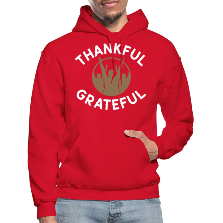 Mens Hoodie - Pullover Hooded Sweatshirt -graphic/thankful Grateful - Mens