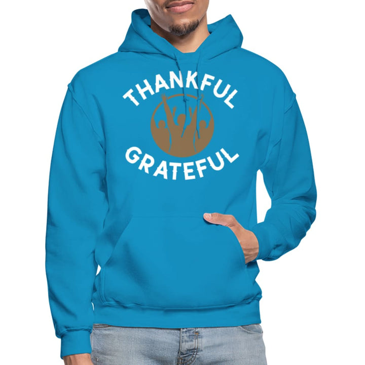 Mens Hoodie - Pullover Hooded Sweatshirt -graphic/thankful Grateful - Mens