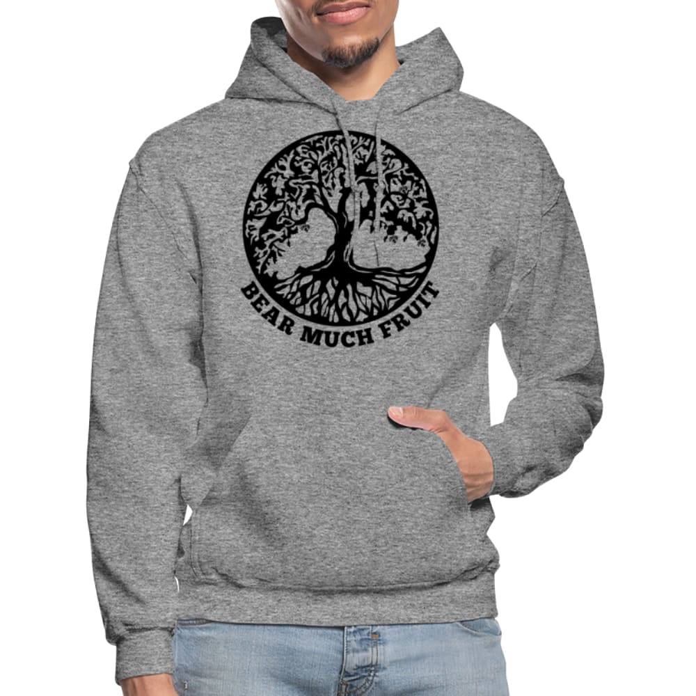 Mens Hoodie - Pullover Sweatshirt - Black Graphic/bear Much Fruit - Mens