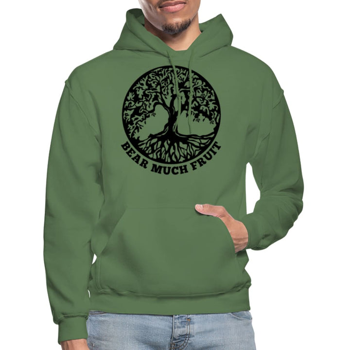 Mens Hoodie - Pullover Sweatshirt - Black Graphic/bear Much Fruit - Mens