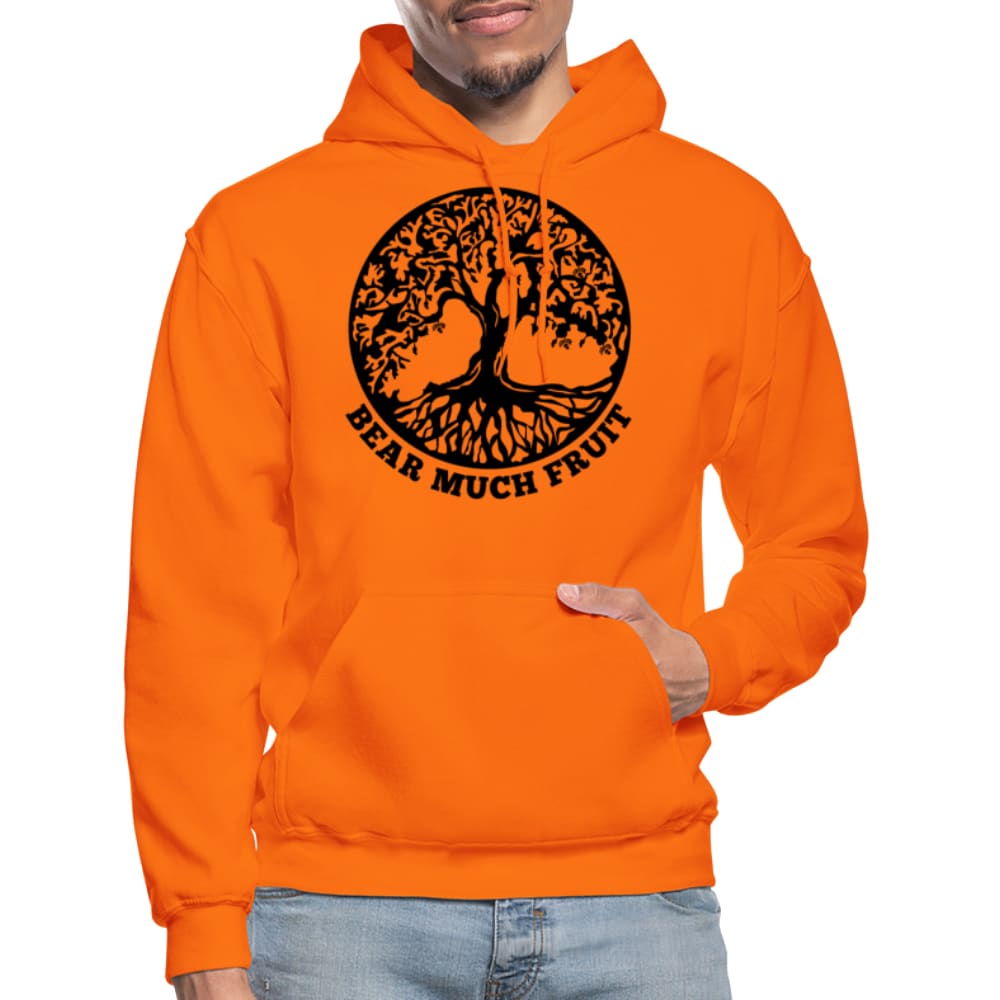 Mens Hoodie - Pullover Sweatshirt - Black Graphic/bear Much Fruit - Mens