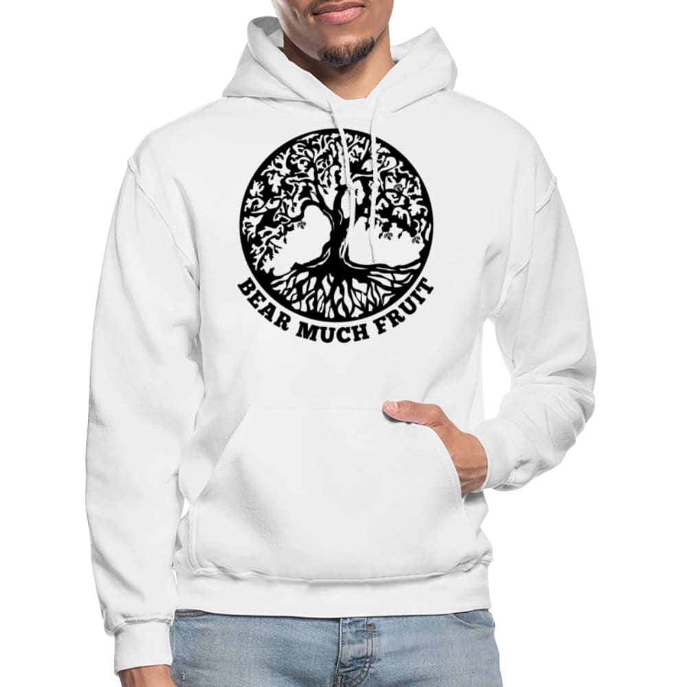 Mens Hoodie - Pullover Sweatshirt - Black Graphic/bear Much Fruit - Mens