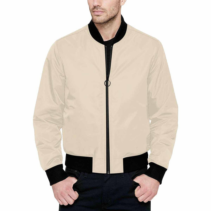 Mens Jacket Champagne Beige and Black Bomber Jacket - Mens | Jackets | Bombers