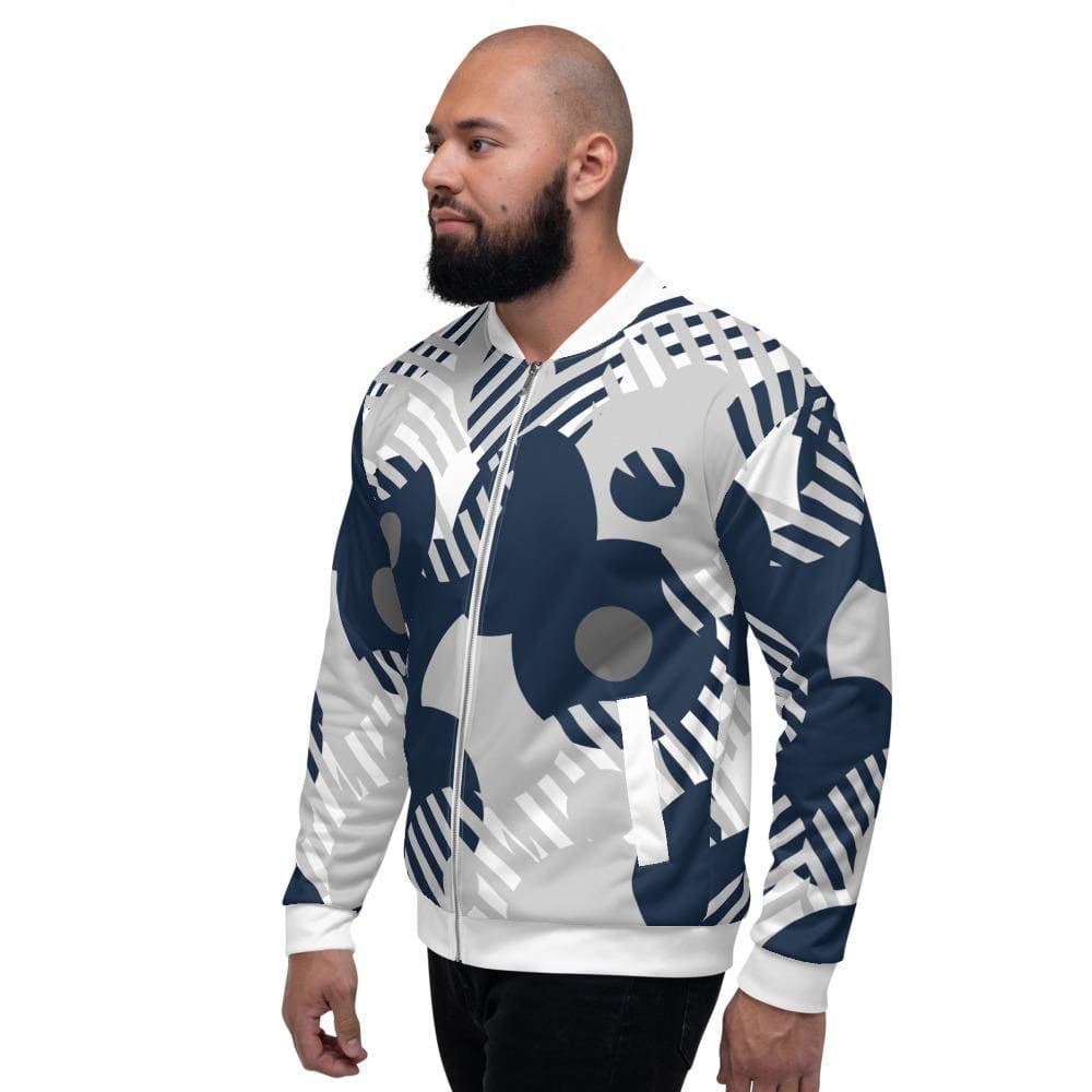 Bomber Jacket For Men - Blue And Grey Retro Geometric Pattern - Mens | Jackets