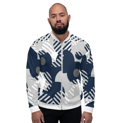 Bomber Jacket For Men - Blue And Grey Retro Geometric Pattern - Mens | Jackets
