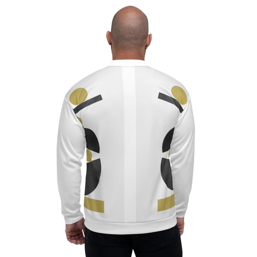 Mens Jacket - Retro Geometric Style Bomber Jacket White/beige - Mens | Jackets