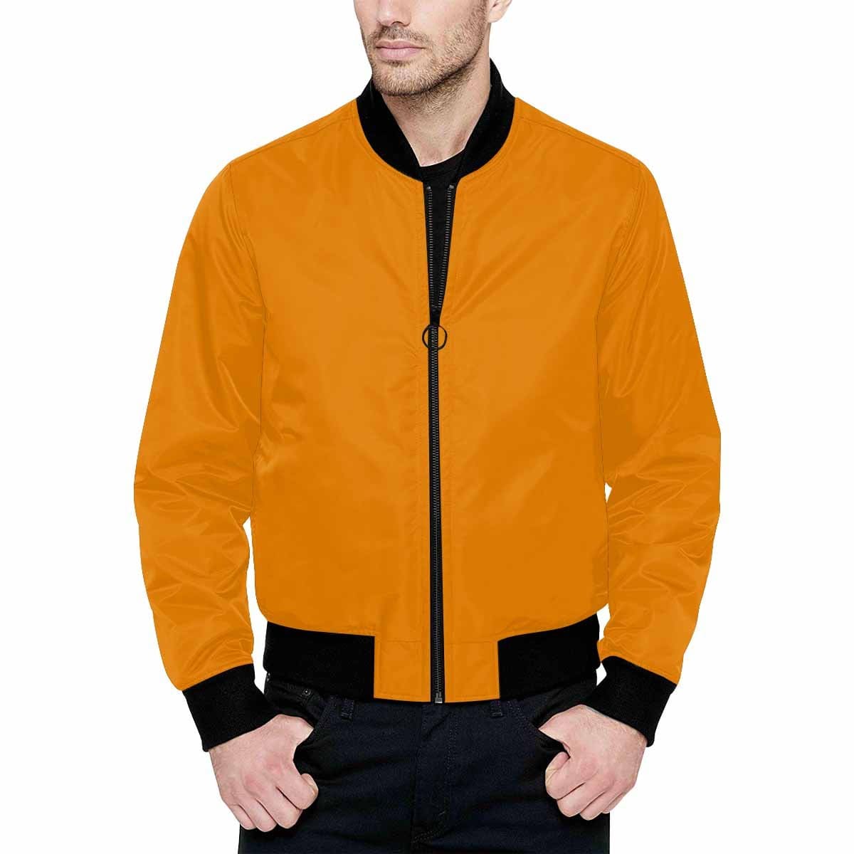 Mens Jacket Tangerine Orange And Black Bomber Jacket - Mens | Jackets | Bombers