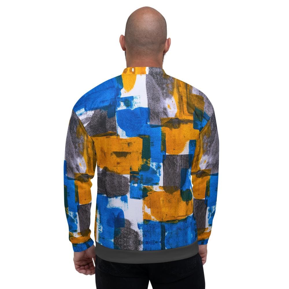 Mens Jacket - Trendy Retro Bomber Jacket Grey/multicolor - Mens | Jackets