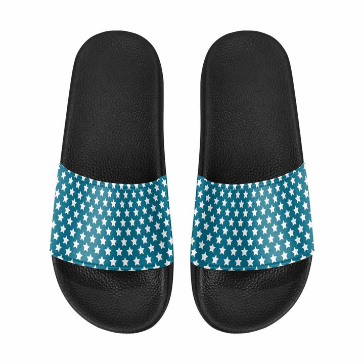 Mens Slide Sandals Aqua Blue And White Stars - Mens | Slides