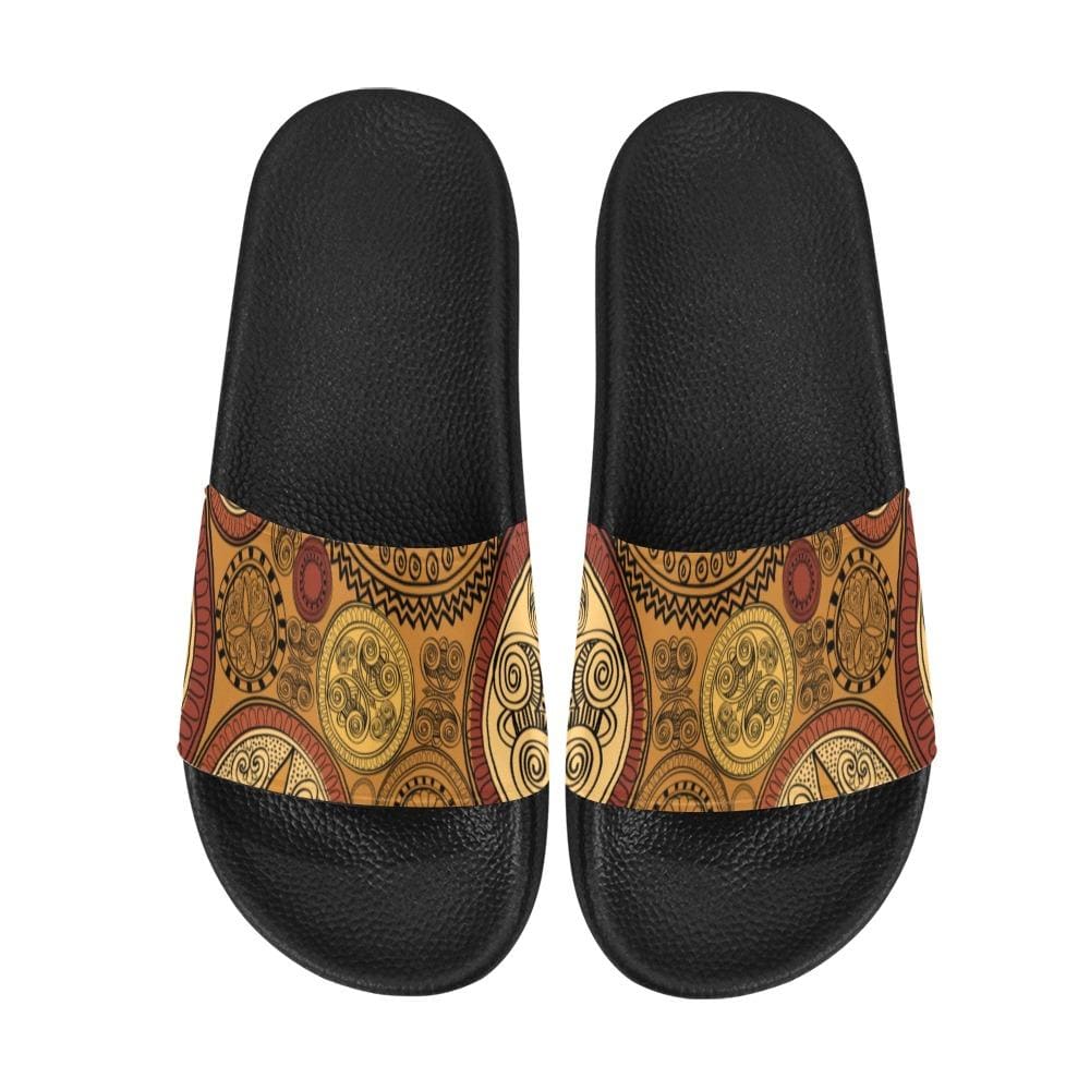 Mens Slide Sandals Brown Paisley Print - Mens | Slides