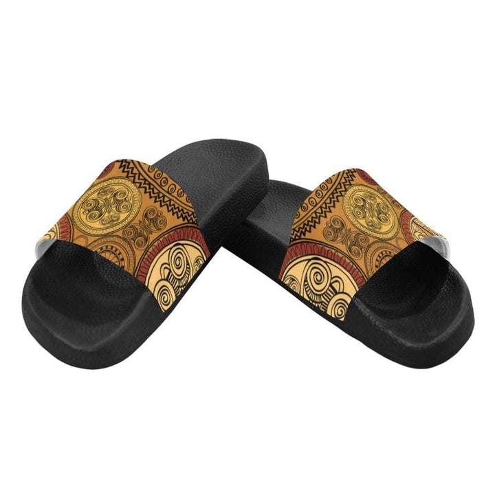 Mens Slide Sandals Brown Paisley Print - Mens | Slides