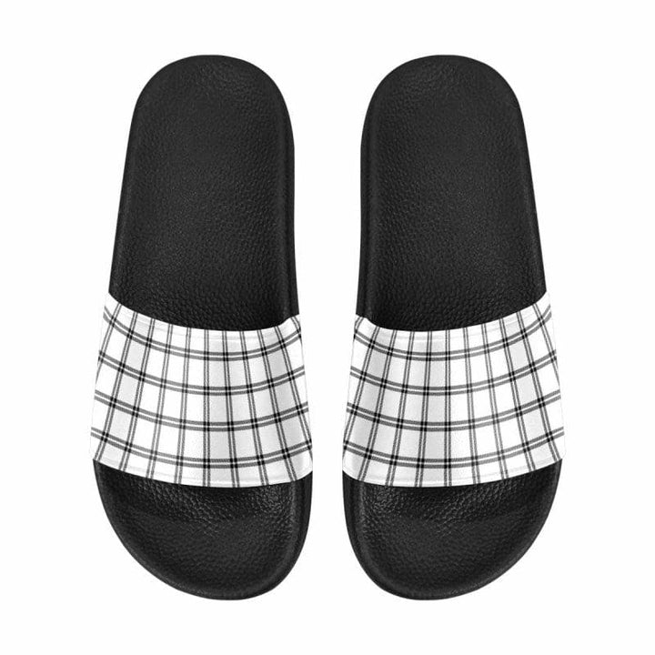 Mens Slide Sandals - Buffalo Plaid Black and White - Mens | Slides