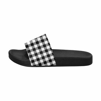 Mens Slide Sandals Buffalo Plaid Black And White - Mens | Slides