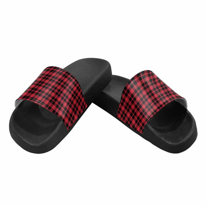 Mens Slide Sandals - Buffalo Plaid Red and Black - Mens/Slides