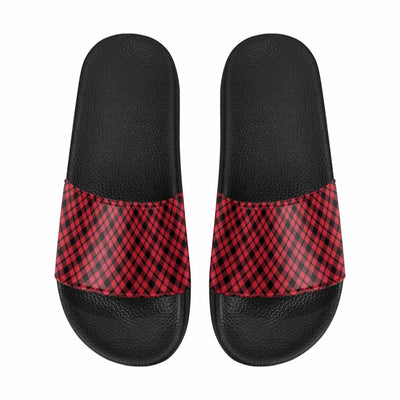 Mens Slide Sandals Buffalo Plaid Red And Black - Mens | Slides