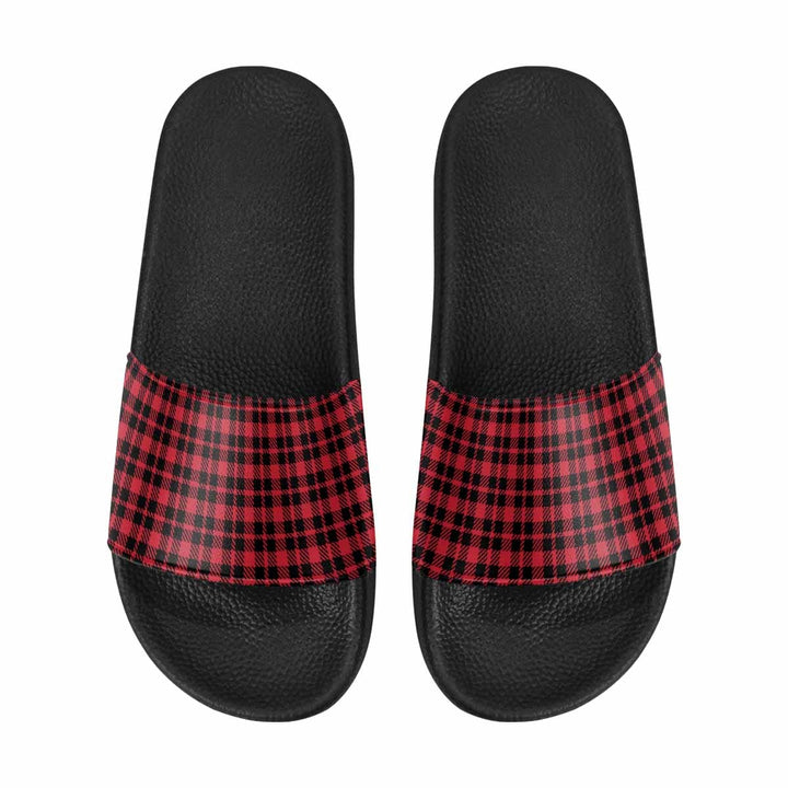 Mens Slide Sandals - Buffalo Plaid Red and Black - Mens/Slides