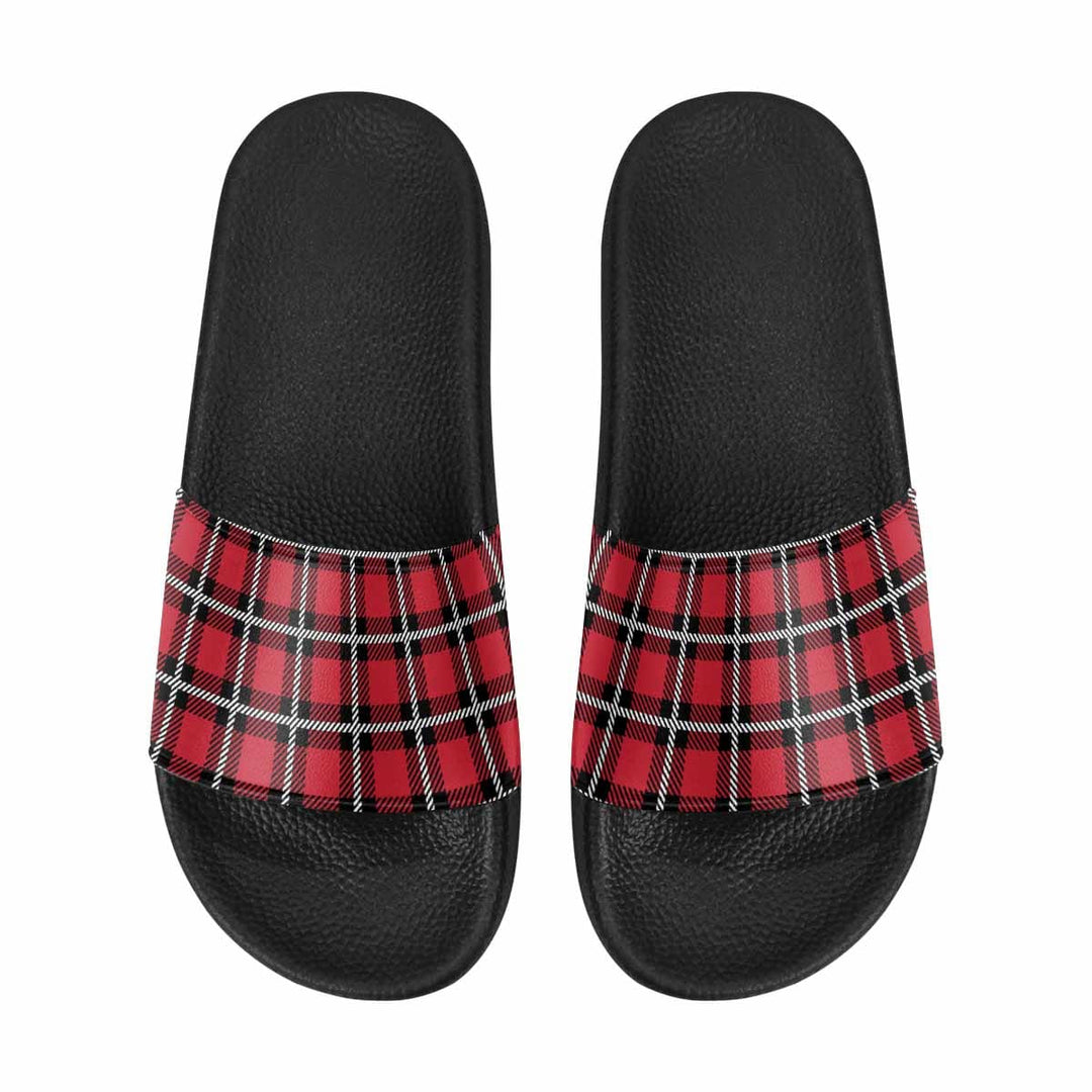 Mens Slide Sandals Buffalo Plaid Red - Mens | Slides