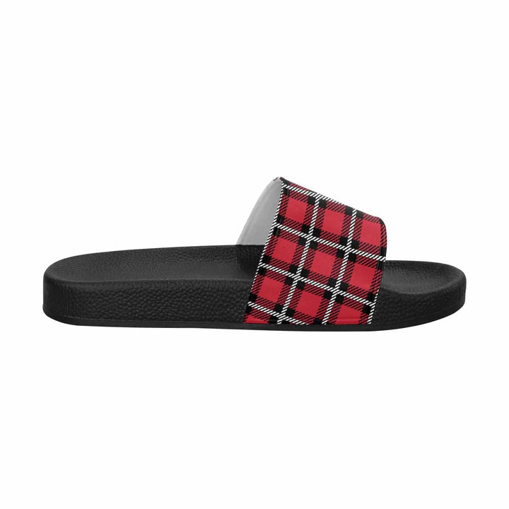 Mens Slide Sandals Buffalo Plaid Red - Mens | Slides