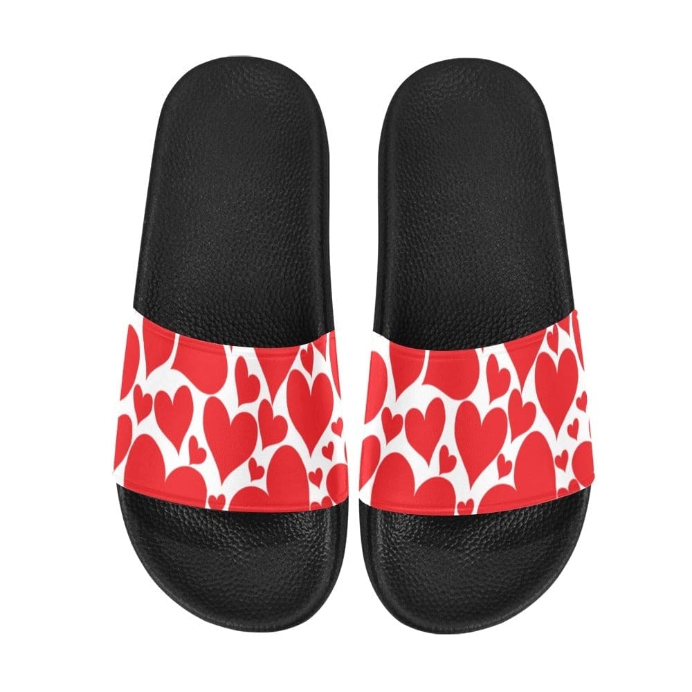 Mens Slide Sandals Love Red Hearts - Mens | Slides