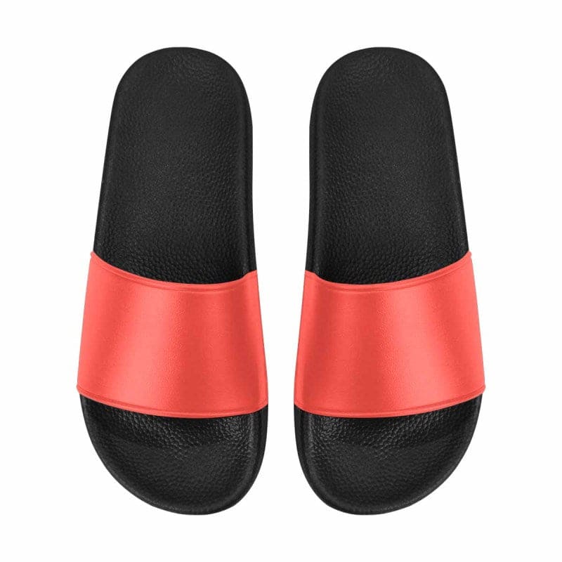 Mens Slide Sandals - Red Orange Flip Flops - Mens/Slides
