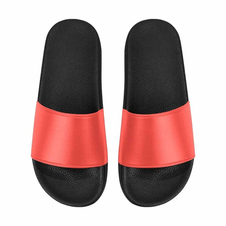 Mens Slide Sandals - Red Orange Flip Flops - Mens/Slides