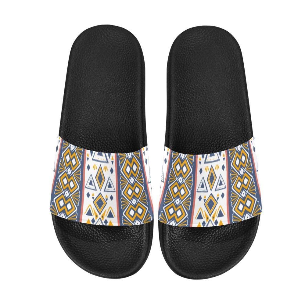 Mens Slide Sandals White Paisley Print - Mens | Slides