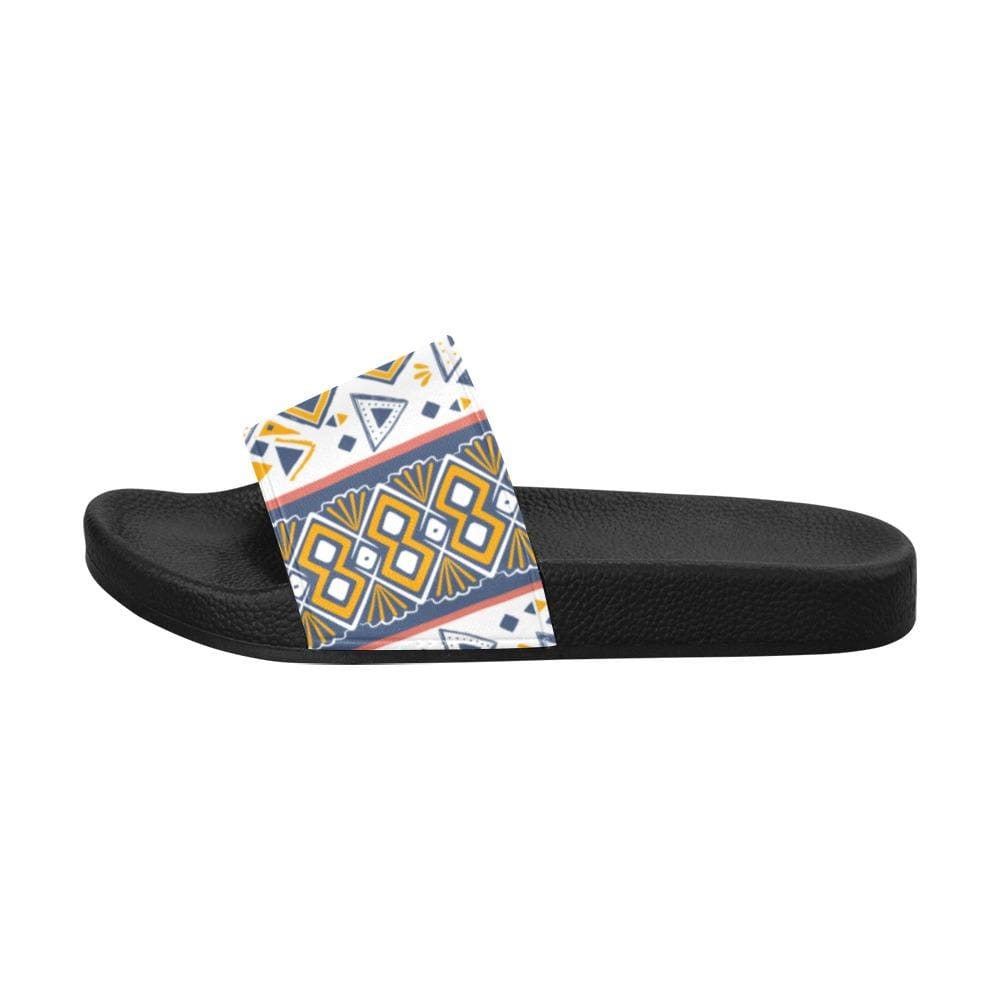 Mens Slide Sandals White Paisley Print - Mens | Slides