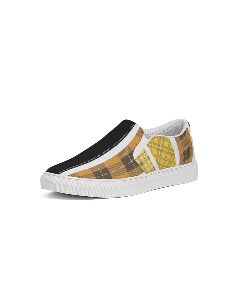 Mens Sneakers Slip On Canvas Yellow And Black Tartan Pattern - Mens | Sneakers