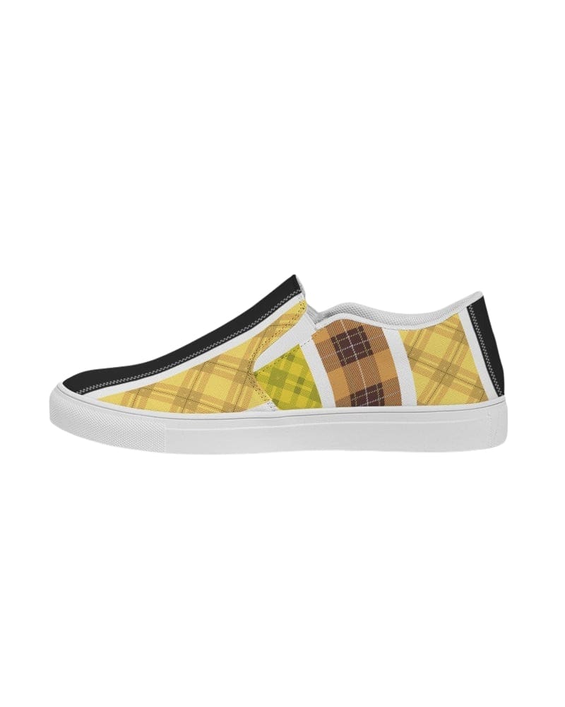 Mens Sneakers Slip On Canvas Yellow And Black Tartan Pattern - Mens | Sneakers