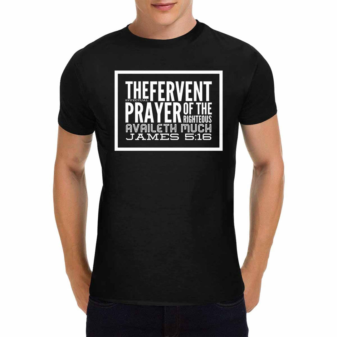 Mens T-shirt James 5:16 Inspirational Black Graphic Tee - Mens | T-Shirts