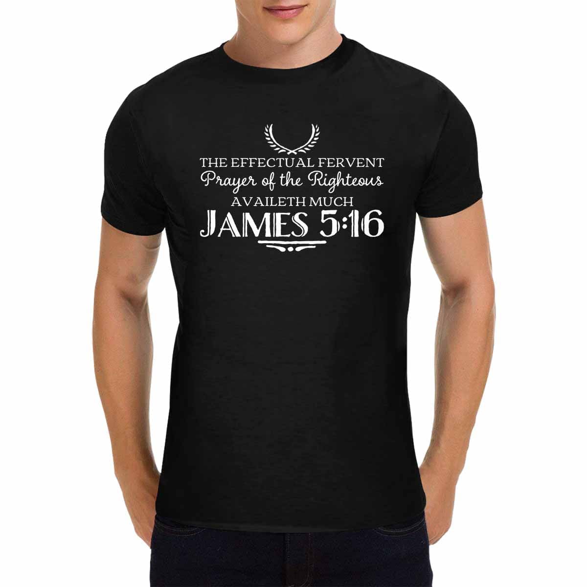Mens T-shirt James 5:16 Inspirational Black Graphic Tee - Mens | T-Shirts