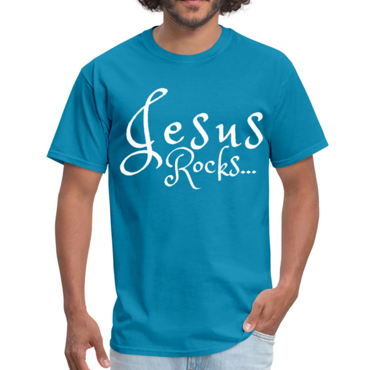 Mens T-shirt Jesus Rocks Graphic Tee - Mens | T-Shirts