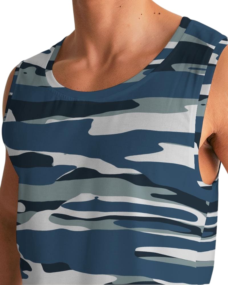 Mens Tank Top / Camo Blue and Grey Sports Shirt - Mens | Tank Tops | AOP