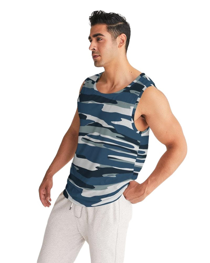 Mens Tank Top / Camo Blue and Grey Sports Shirt - Mens | Tank Tops | AOP