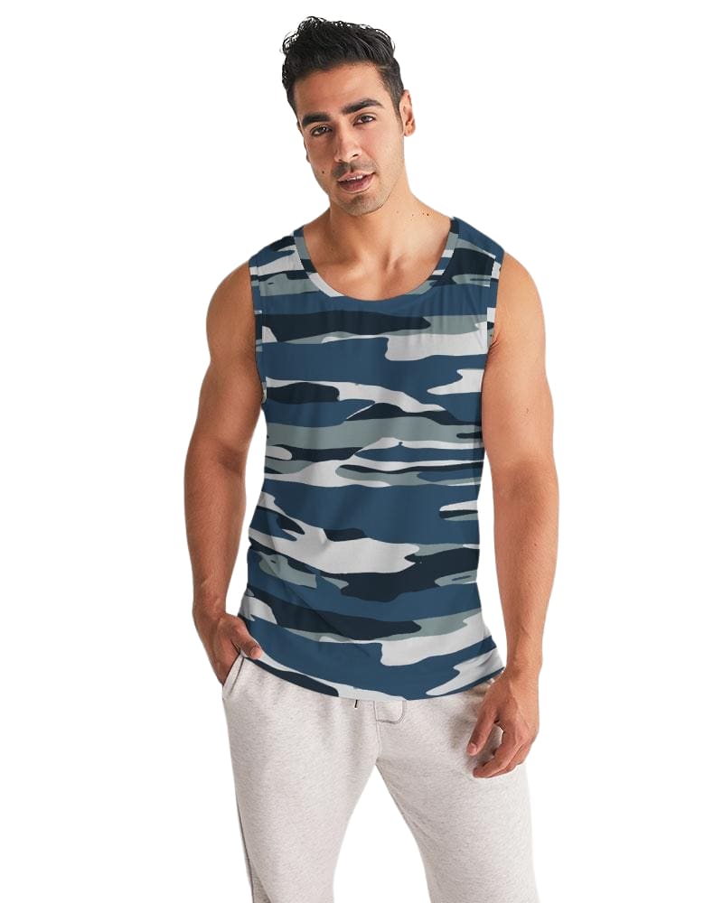 Mens Tank Top / Camo Blue and Grey Sports Shirt - Mens | Tank Tops | AOP