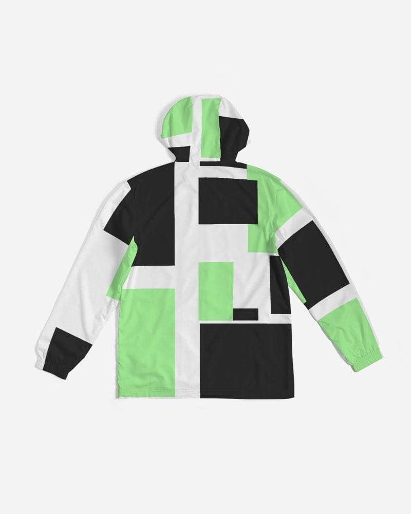 Mens Windbreaker - Hooded / Green Tricolor - Mens/Jackets/Windbreakers