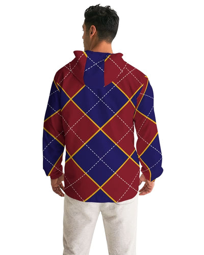 Mens Windbreaker Jacket - Hooded / Red And Blue Argyle - J1301m0 - Mens |