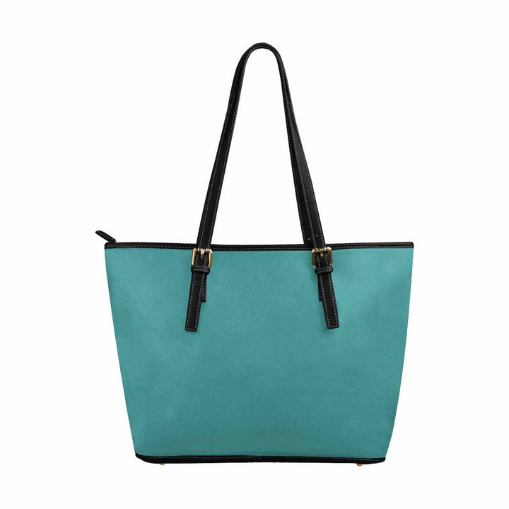 Large Leather Tote Shoulder Bag - Mint Blue - Bags | Leather Tote Bags